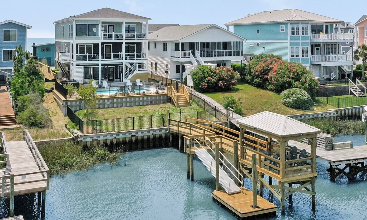 Oak Island House | 8-bedroom oceanview retreat with Pool, Hot tub, Dock with ICW views