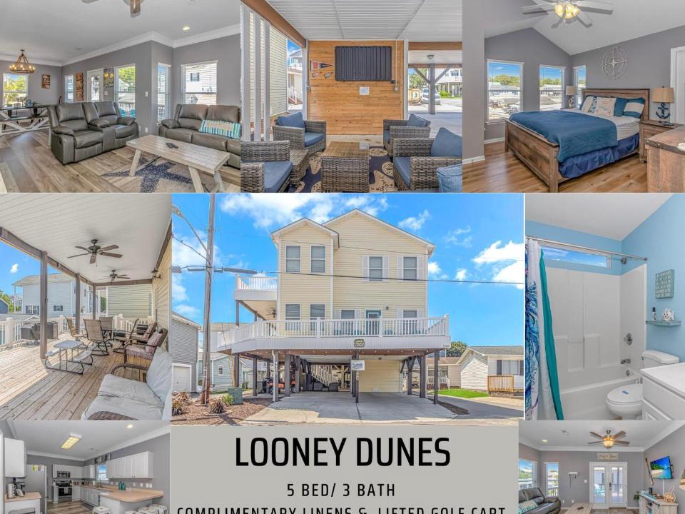 Surfside Beach House | Beautiful 5BR Beach House Ocean Lakes w Golf Cart