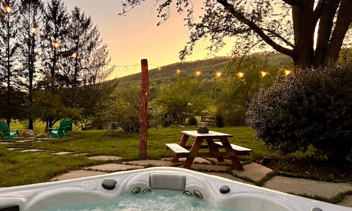 Mills River Cottage | Cozy home- hot tub, views, huge 1 acre fenced yard & fire pit! Bring 3 dogs.