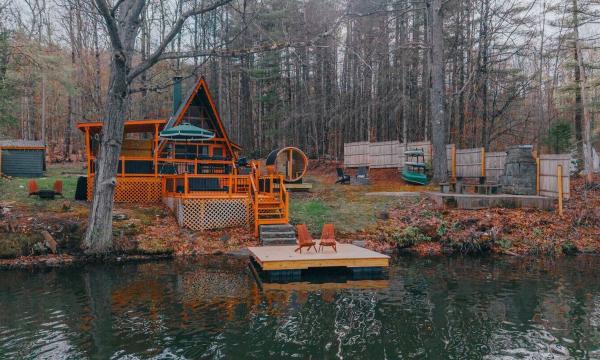 Hancock Cabin | Lakefront A-Frame | Hot Tub, Sauna, Fire Pit
