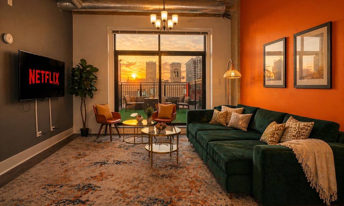 Near South Side Apartment | McCormick Patio skyline view 2b/2b with optional Parking/sleep 6