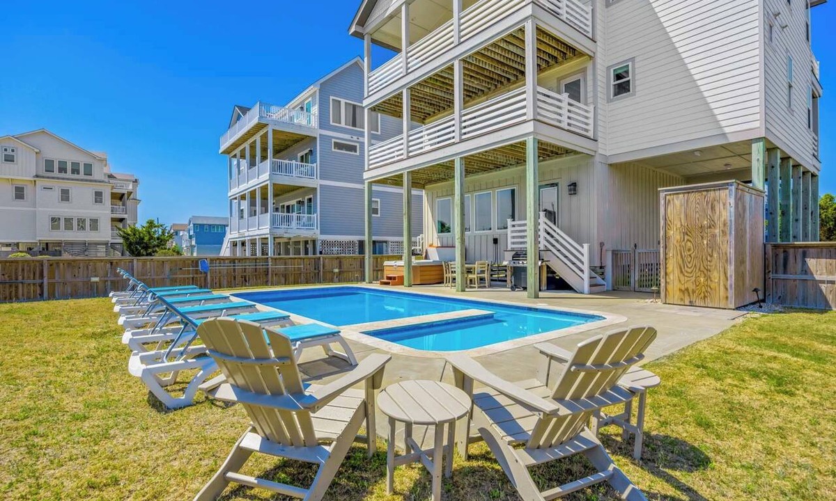 Salvo House | Oceanview Dog Friendly Home w/Private Pool, Hot Tub, Game Room, Beach Nearby