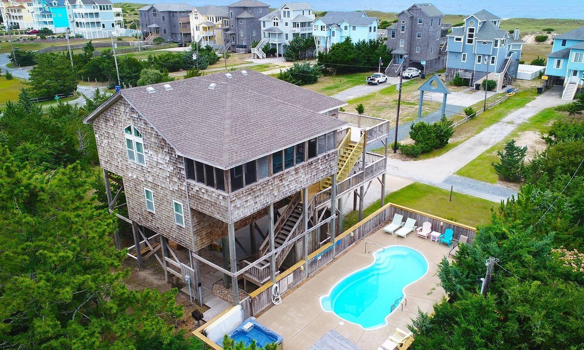 Salvo House | Semi-Oceanfront Dog Friendly w/Pool, Hot Tub. Take in the Whispering Surf!