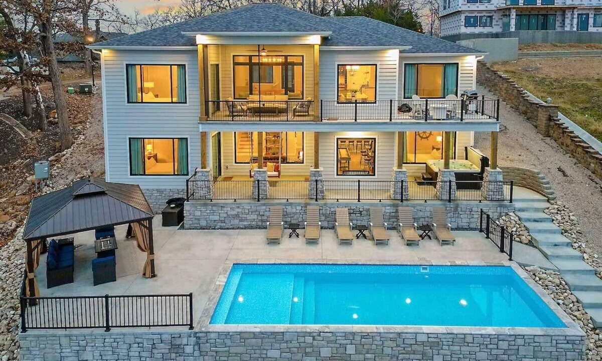 Osage Beach House | Stunning Lakefront with Pool Hot Tub Pickleball Ct.