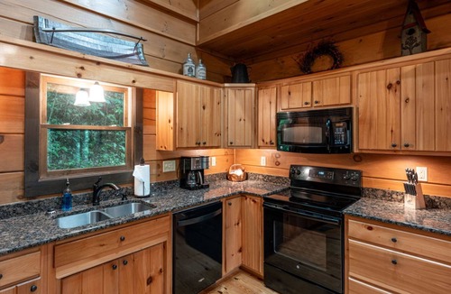 Topton Cabin | Between the Falls-Pet Friendly, Private Deck on Waterfall, Luxury Log Cabin Rental on Creek, 3 Fireplaces, Hot Tub & Outdoor Shower -in Western NC.