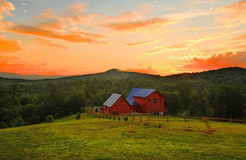 Dobson Cabin | Blue Ridge Mountain View Huge Log Cabin sleeps 18. Outdoor living & Game Room