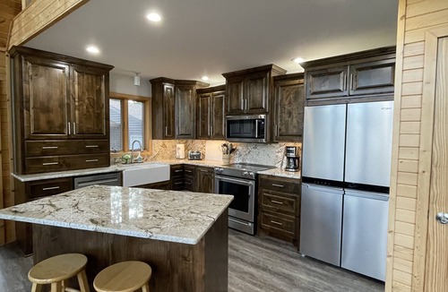 Webster Ski Chalet | Cedar Chalet with Hot Tub on Devils Lake, Webster, WI