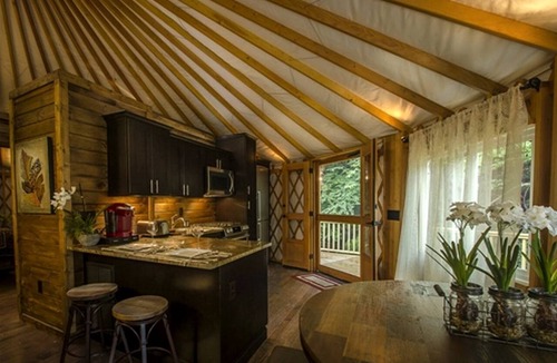 Topton Cabin | Chic Creek Yurt Comfy for Four in Topton, North Carolina