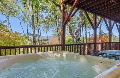 Waynesville Cabin | Creek'nWoods IV -Views-Decks-waterfall-sleeps 14