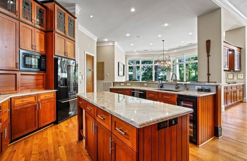 Barium Springs Villa | Exclusive Semi-Private Island Estate on Lake Norman - Sleeps 22, Hot Tub, Private Dock, 2 Game Rooms, Full Bar, Elevator, Chef's Kitchen, 180° Lakefront Views, 2 Acres