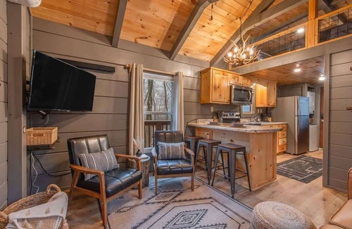 Lookout Valley Neighborhood Association Cabin | Gabriele Luxury Pondside Cabin w/Hot Tub, Firepit