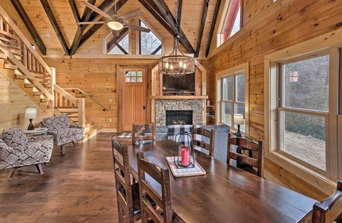 Bryson City Cabin | Hilltop Cabin on 5 Acres w/Hot Tub & Waterfall!