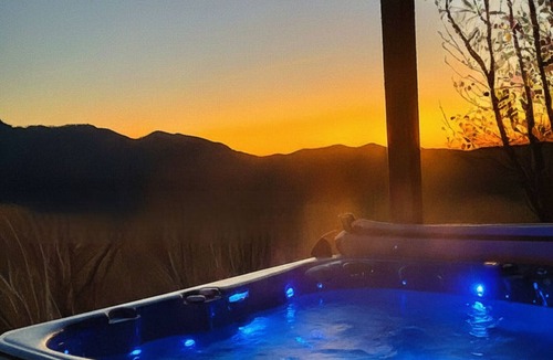 Cranberry Falls Cabin | Hot tub, theater room w/100" tv, views, firepit, 3 king beds, porch perfection!