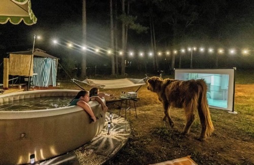 Thomson RV Rental | Kettles Corner Yurt with llamas, fluffy cows, and snuggly sheep