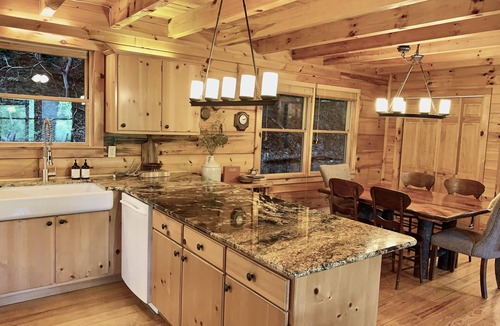 Hidden Lake Cabin | Lake Hideaway 2 - Lakeside Log Cabin, Fishing Boat, Private Dock & Mountain View