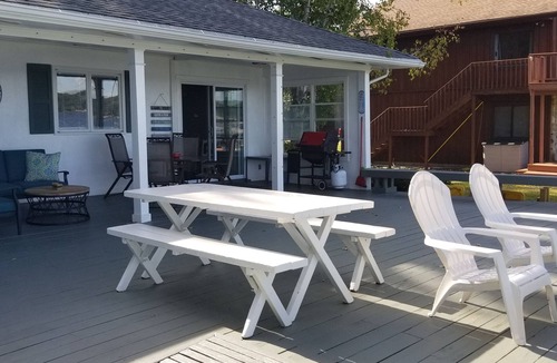 Stow House | Lakefront with Large Deck, just steps to the water