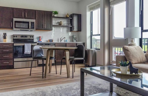 McCordsville Apartment | Landing | Modern 1BD, Courtyard, Rooftop Lounge