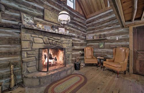 Bryson City House | Log Cabin, Historic, wood fireplace