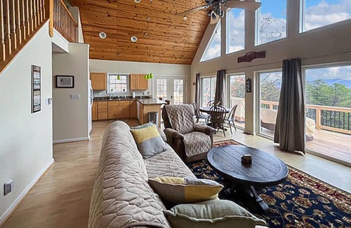 High View Cabin | Mountain chalet w/deck, grill & fire pit