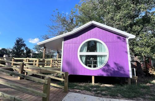 Cape Girardeau Resort | Purple Tiny Home With Fire Pit and Nature