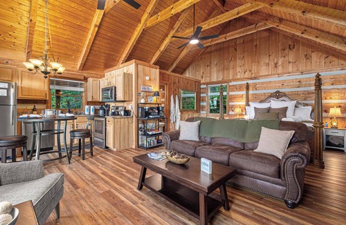Sevierville Cabin | ROMANTIC Retreat! Mountain VIEWS! NEW Hot Tub! PET Friendly! Fireplace!