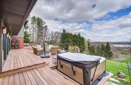Spring Grove House | Secluded Fox Lake Paradise: 15 Acres, Hot Tub, Game Room, Trails. Sleeps 13