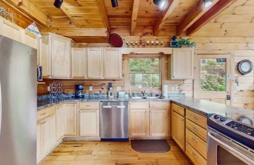 Sylva House | Smoky Mountain home with sauna, hot tub, multi-level deck & mountain views