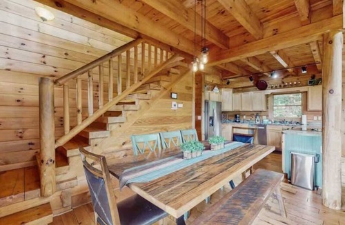 Sylva House | Smoky Mountain home with sauna, hot tub, multi-level deck & mountain views