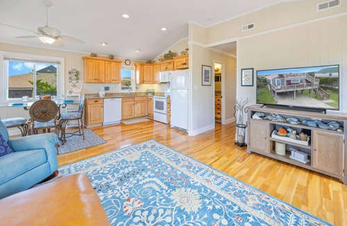 Rodanthe House | Soundside Rodanthe Home with Hot Tub, Outdoor Bar, Basketball, Smart TVs