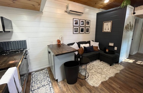 Mills River Cabin | Tiny House near Asheville | Lake Views, Fire Pit, Large Deck