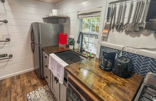 Mills River Cabin | Tiny House near Asheville | Lake Views, Fire Pit, Large Deck