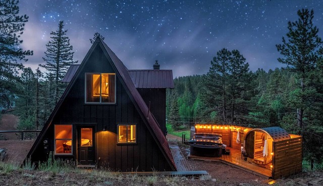 Forest A-Frame! Hot Tub, Sauna, Movie Room, Pets in Divide
