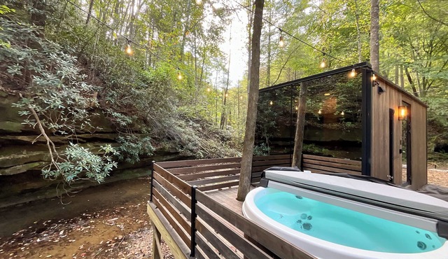 “Glass House” #1 - Modern Mirror Home w/Hot-tub