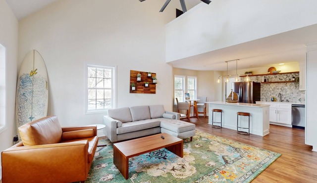 Idyllic retreat with surfboards, hot tub, open layout, & firepit - dog-friendly
