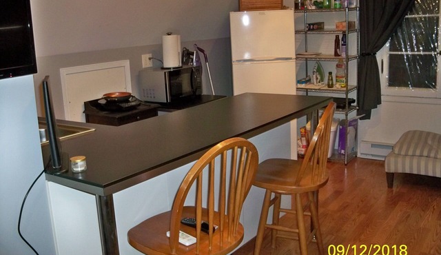 Loft Apt is above a detached Garage. Full bathroom, kitchenette, fridge, A/C