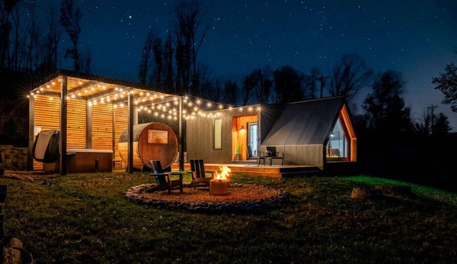 Modern A-Frame w/Hot Tub, Sauna & Stunning Views