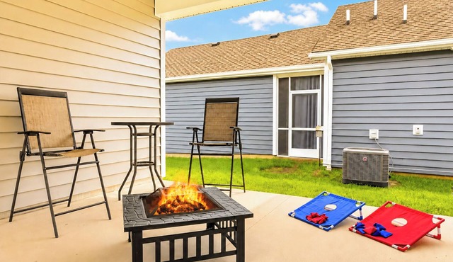 Ping-Pong Fire Pit Corn Hole Game Nights Hulu and disney+ Fully stocked home