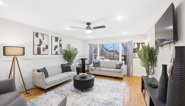 Spacious 5-bedroom house in charming Chicago on a quiet secluded block.