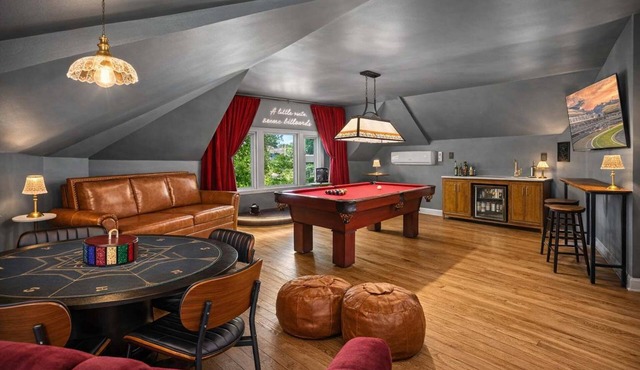 Speakeasy-inspired home with private game room!